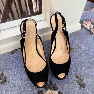 Giuseppe Zanotti’s Black Peep-Toe Slingback Heels